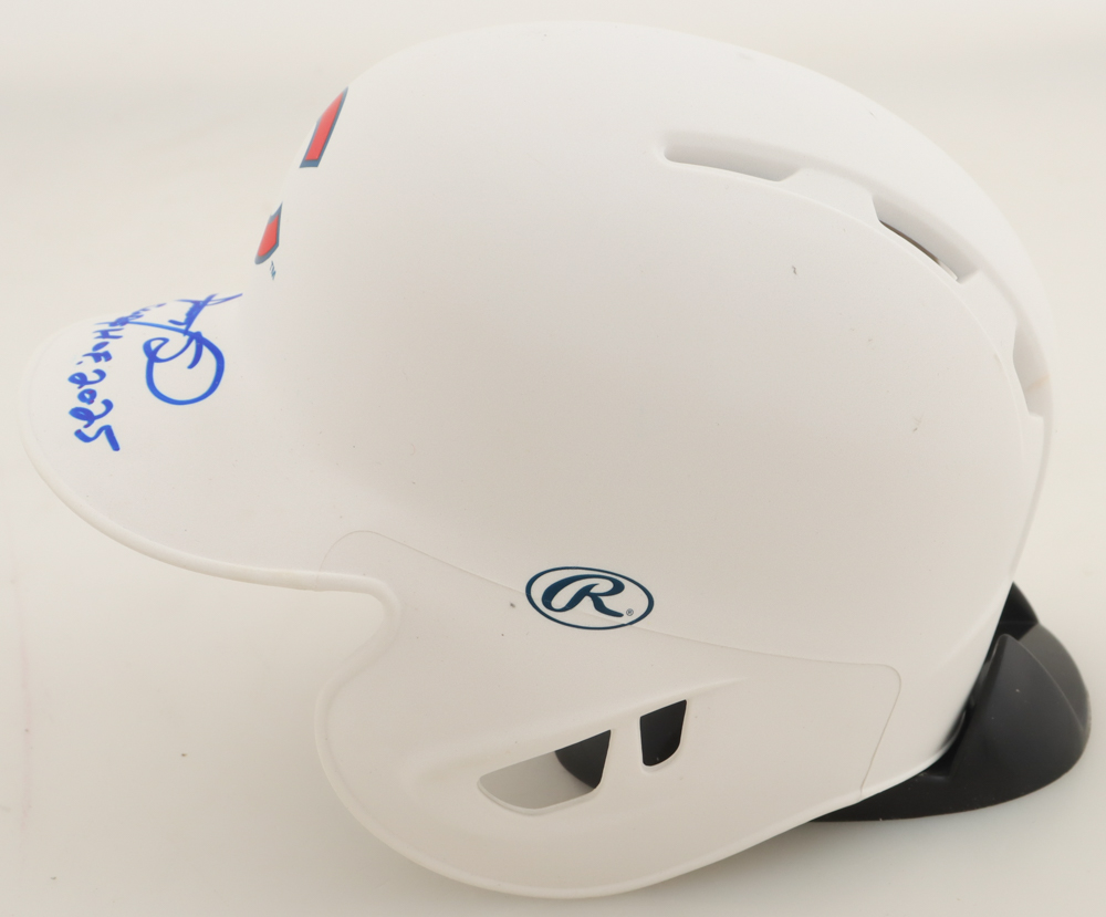 Sammy Sosa Signed Cubs Mini Batting Helmet Inscribed "Cubs HOF 2025" (Beckett) at PristineAuction.com Sammy Sosa Signed Cubs Mini Batting Helmet Inscribed "Cubs HOF 2025" (Beckett) at PristineAuction.com
