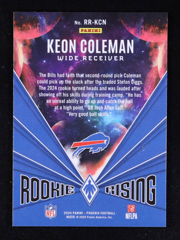 Keon Coleman 2024 Panini Phoenix Rookie Rising #17 RC at PristineAuction.com Keon Coleman 2024 Panini Phoenix Rookie Rising #17 RC at PristineAuction.com