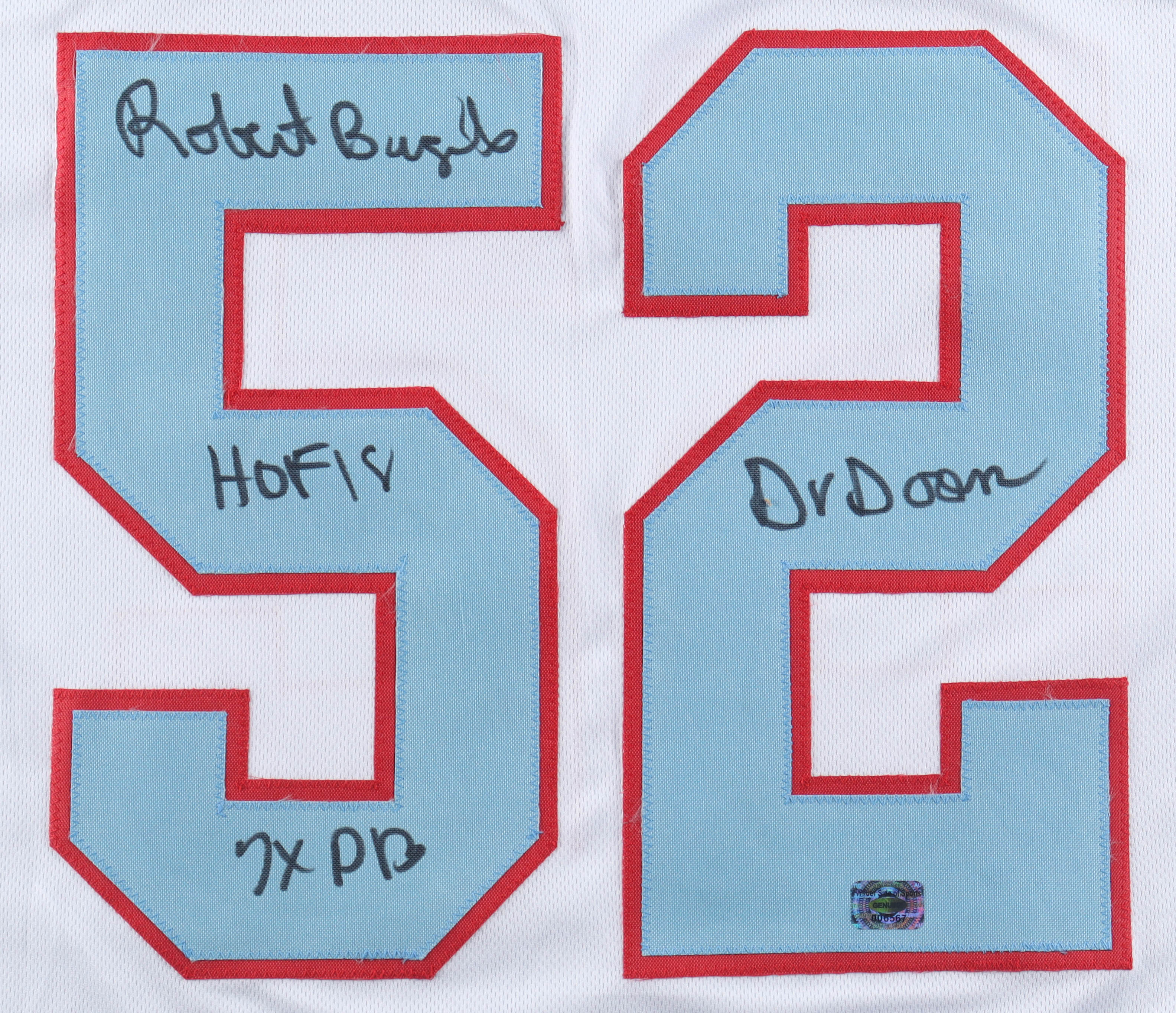 Robert Brazile Signed Jersey Inscribed "HOF 18", "7x PB" & "Dr. Doom" (Wilder) at PristineAuction.com Robert Brazile Signed Jersey Inscribed "HOF 18", "7x PB" & "Dr. Doom" (Wilder) at PristineAuction.com