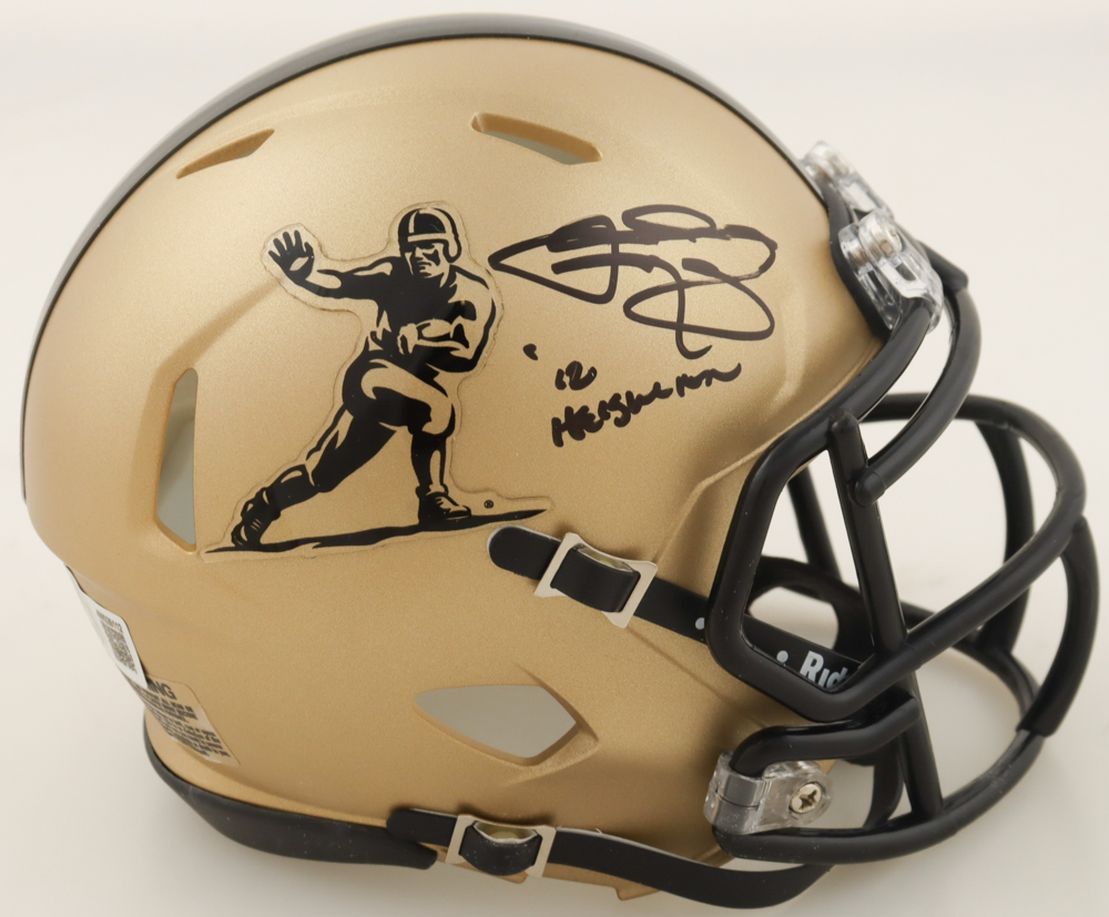 Johnny Manziel Signed Heisman Trophy Logo Speed Mini Helmet Inscribed "Heisman" (Beckett) at PristineAuction.com Johnny Manziel Signed Heisman Trophy Logo Speed Mini Helmet Inscribed "Heisman" (Beckett) at PristineAuction.com