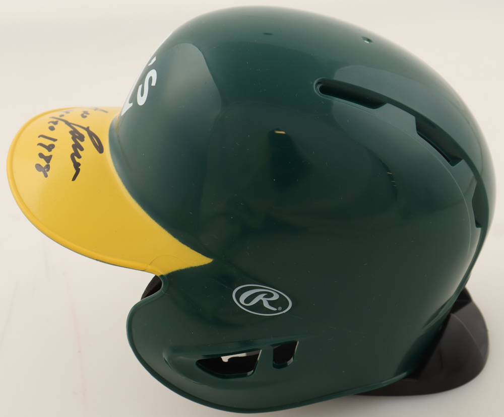 Jose Canseco Signed Athletics Mini Batting Helmet Inscribed "40/40 1988" (Beckett) at PristineAuction.com Jose Canseco Signed Athletics Mini Batting Helmet Inscribed "40/40 1988" (Beckett) at PristineAuction.com