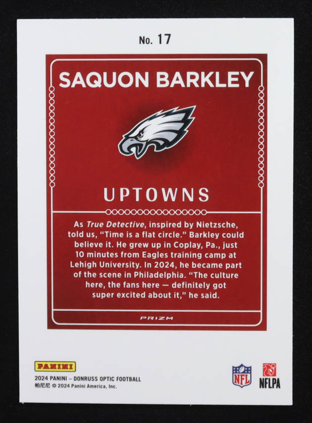 Saquon Barkley 2024 Donruss Optic Uptowns #17 at PristineAuction.com Saquon Barkley 2024 Donruss Optic Uptowns #17 at PristineAuction.com