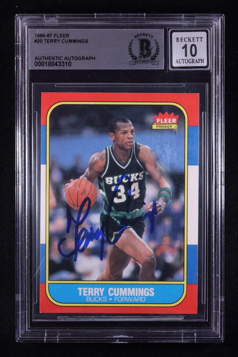 Terry Cummings Signed 1986-87 Fleer #20 RC (BGS | Auto 10) at PristineAuction.com Terry Cummings Signed 1986-87 Fleer #20 RC (BGS | Auto 10) at PristineAuction.com