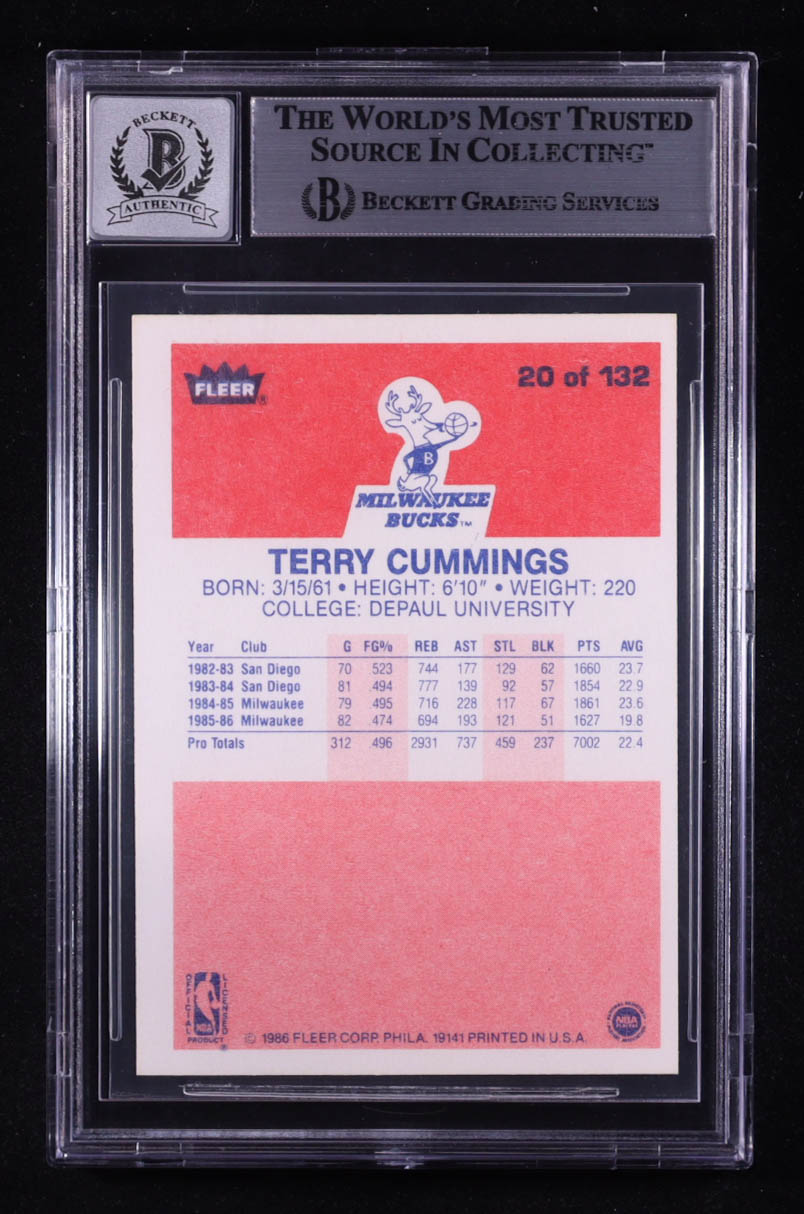 Terry Cummings Signed 1986-87 Fleer #20 RC (BGS | Auto 10) at PristineAuction.com Terry Cummings Signed 1986-87 Fleer #20 RC (BGS | Auto 10) at PristineAuction.com