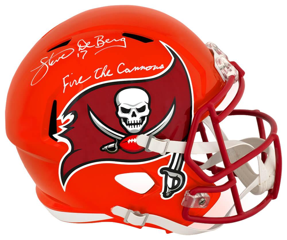 Steve DeBerg Signed Buccaneers Full-Size Flash Alternate Speed Helmet Inscribed "Fire The Cannons" (Schwartz) at PristineAuction.com Steve DeBerg Signed Buccaneers Full-Size Flash Alternate Speed Helmet Inscribed "Fire The Cannons" (Schwartz) at PristineAuction.com