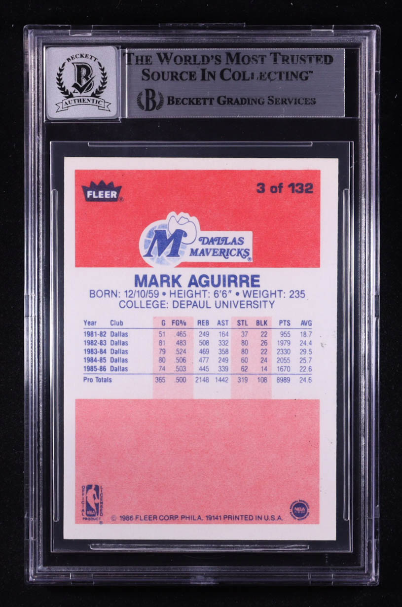 Mark Aguirre Signed 1986-87 Fleer #3 RC (BGS | Auto 10) at PristineAuction.com Mark Aguirre Signed 1986-87 Fleer #3 RC (BGS | Auto 10) at PristineAuction.com