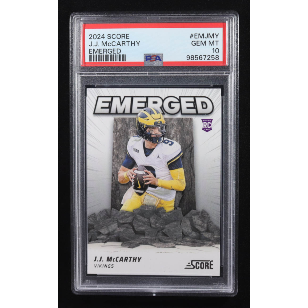 J.J. McCarthy 2024 Score Emerged #7 RC (PSA 10) at PristineAuction.com J.J. McCarthy 2024 Score Emerged #7 RC (PSA 10) at PristineAuction.com