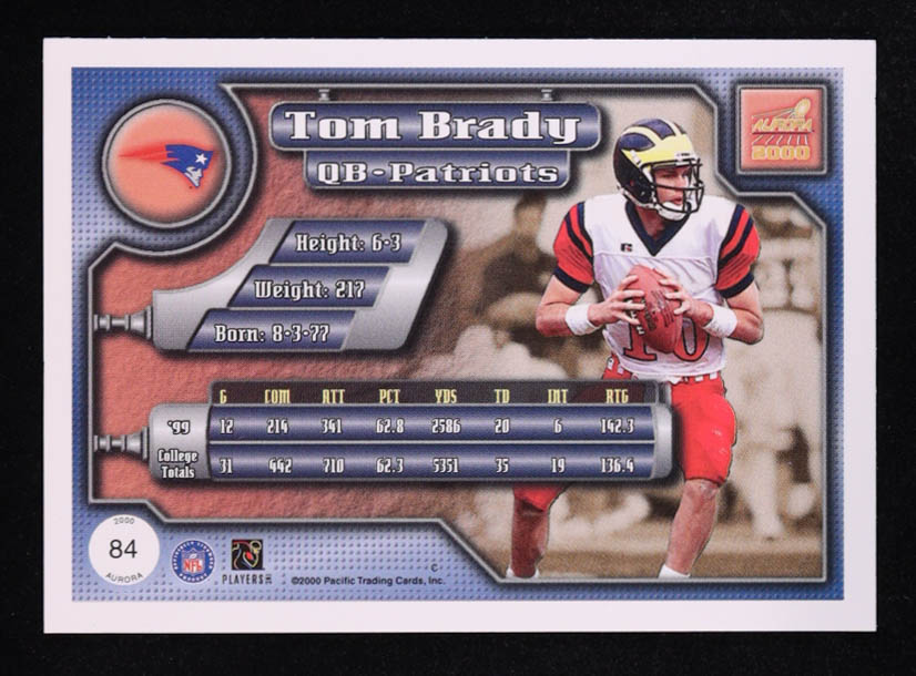 Tom Brady 2000 Aurora #84 RC at PristineAuction.com Tom Brady 2000 Aurora #84 RC at PristineAuction.com