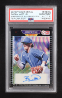 Bobby Witt Jr. Signed 2021 Leaf Pro Set Metal Auto Ebony Wave 89' #PABWJ RC #1/10 (PSA | Autograph Graded PSA 10) at PristineAuction.com