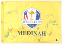 2012 European Ryder Cup Team Pin Flag Signed By (13) with Rory Mcllroy, Sergio García, Justin Rose, Paul Lawrie (Beckett) at PristineAuction.com