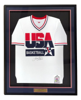 Larry Bird Signed Team USA Custom Framed Mitchell & Ness Authentic Shooting Shirt (PSA & Bird) at PristineAuction.com