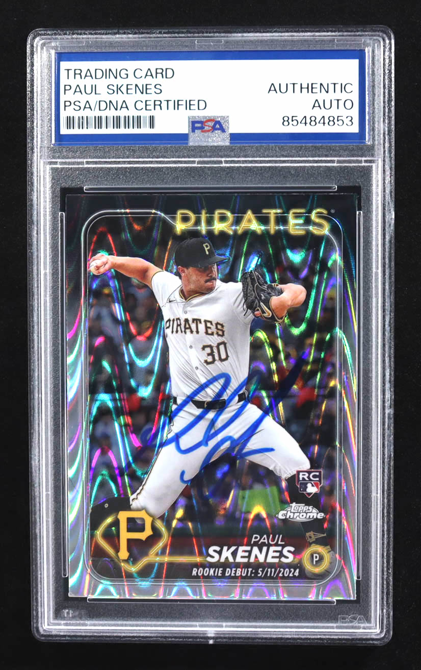 Paul Skenes Signed 2024 Topps Chrome Update RayWave Refractors RC (PSA) at PristineAuction.com Paul Skenes Signed 2024 Topps Chrome Update RayWave Refractors RC (PSA) at PristineAuction.com