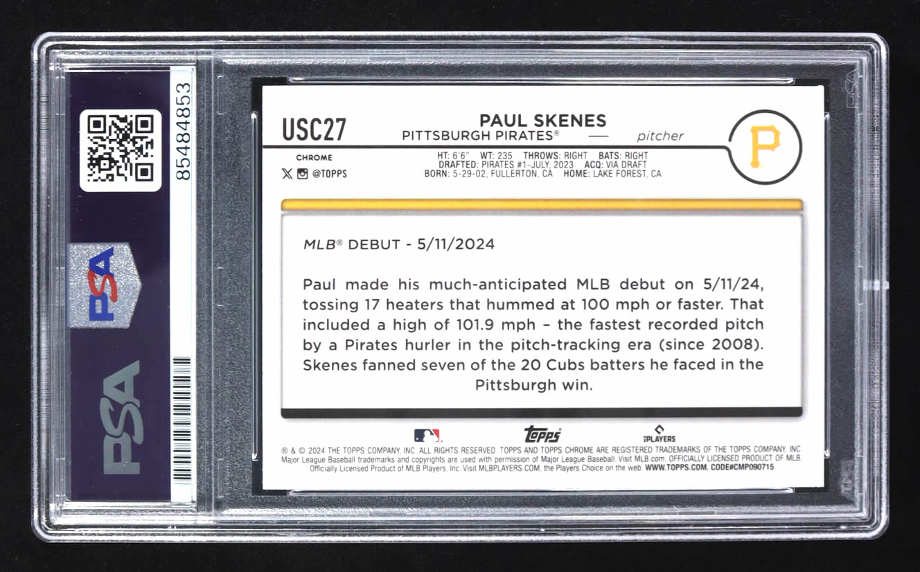 Paul Skenes Signed 2024 Topps Chrome Update RayWave Refractors RC (PSA) at PristineAuction.com Paul Skenes Signed 2024 Topps Chrome Update RayWave Refractors RC (PSA) at PristineAuction.com