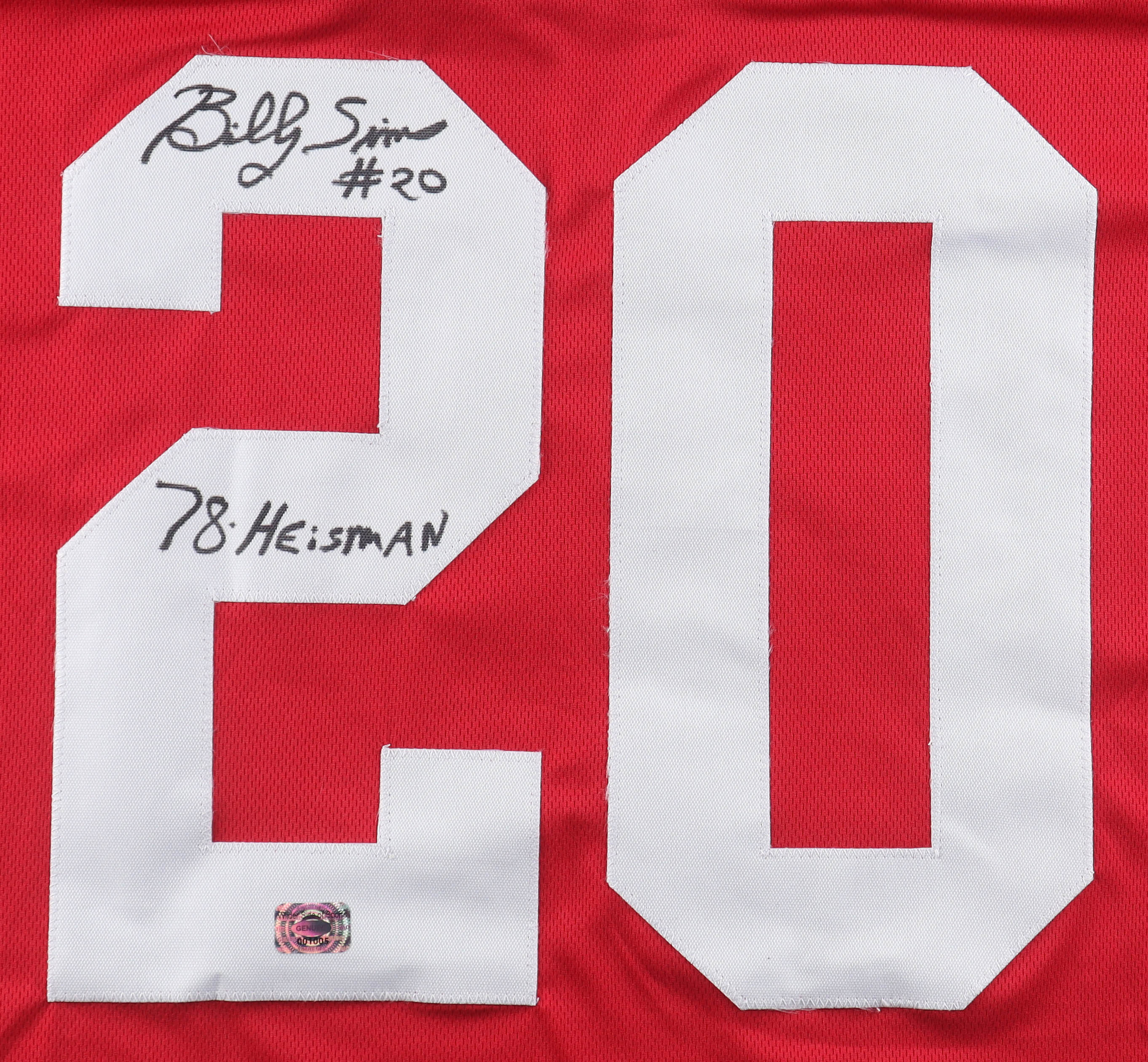 Billy Sims Signed Jersey Inscribed "78 Heisman" (Wilder) at PristineAuction.com Billy Sims Signed Jersey Inscribed "78 Heisman" (Wilder) at PristineAuction.com