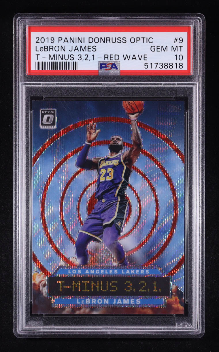 LeBron James 2019-20 Donruss Optic T-Minus 3, 2, 1 Red Wave #9 (PSA 10) at PristineAuction.com LeBron James 2019-20 Donruss Optic T-Minus 3, 2, 1 Red Wave #9 (PSA 10) at PristineAuction.com