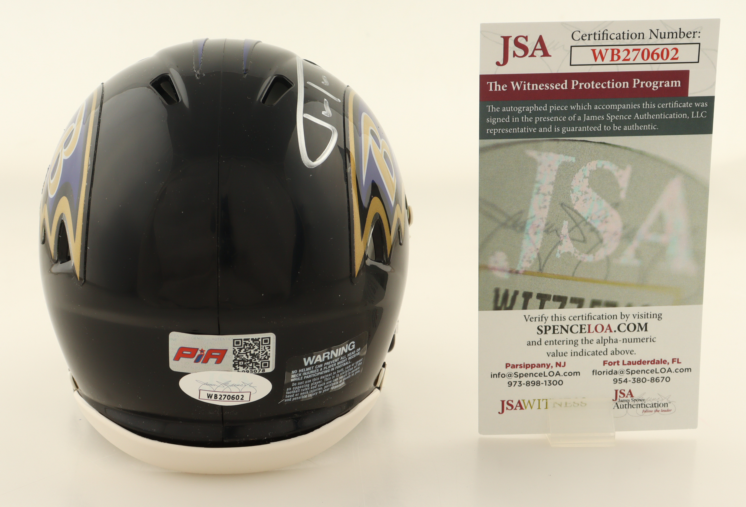 Justin Tucker Signed Ravens Speed Mini Helmet (PIA & JSA) at PristineAuction.com Justin Tucker Signed Ravens Speed Mini Helmet (PIA & JSA) at PristineAuction.com