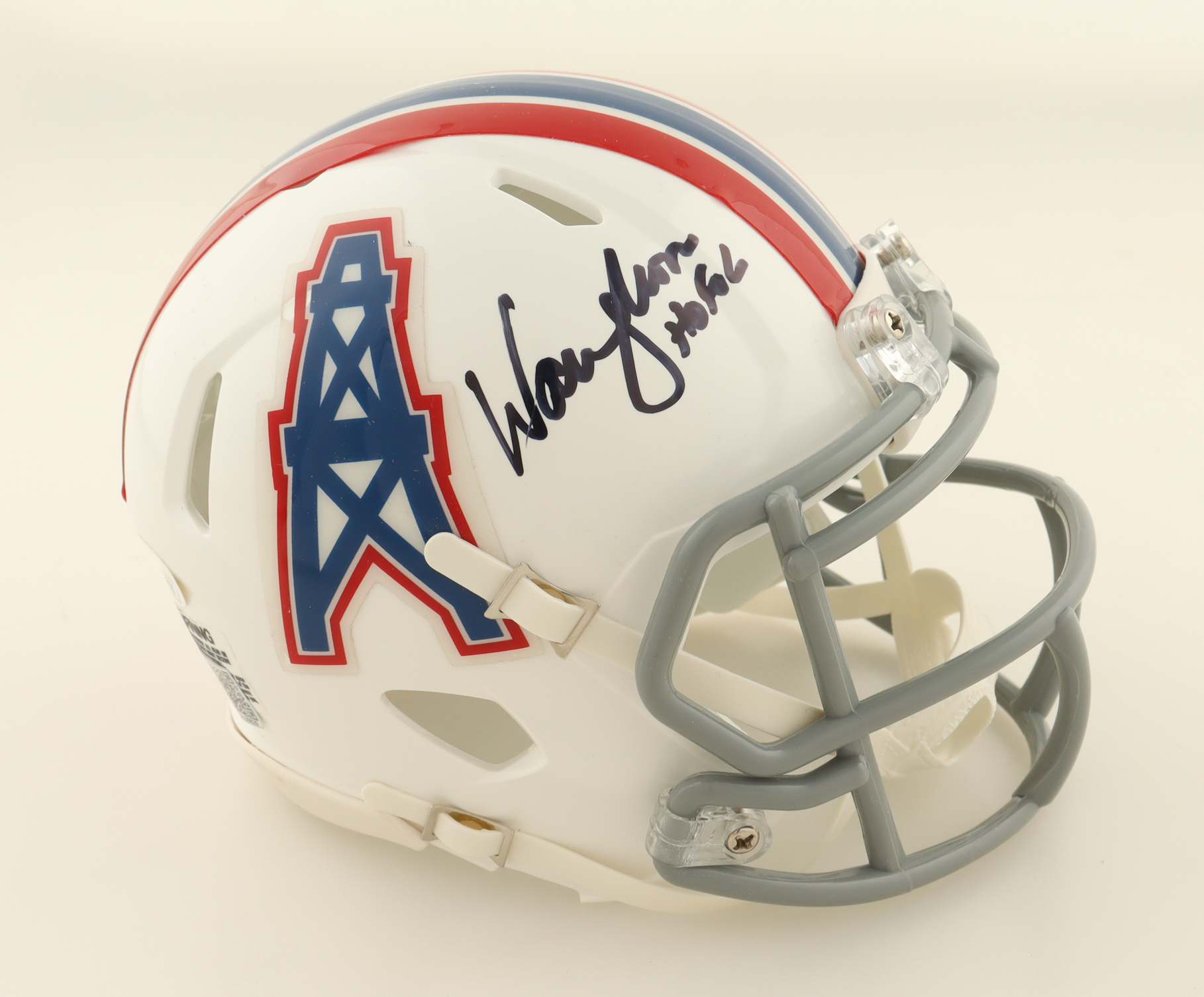 Warren Moon Signed Oilers Speed Mini Helmet Inscribed "HOF 06" (JSA & PIA) at PristineAuction.com Warren Moon Signed Oilers Speed Mini Helmet Inscribed "HOF 06" (JSA & PIA) at PristineAuction.com