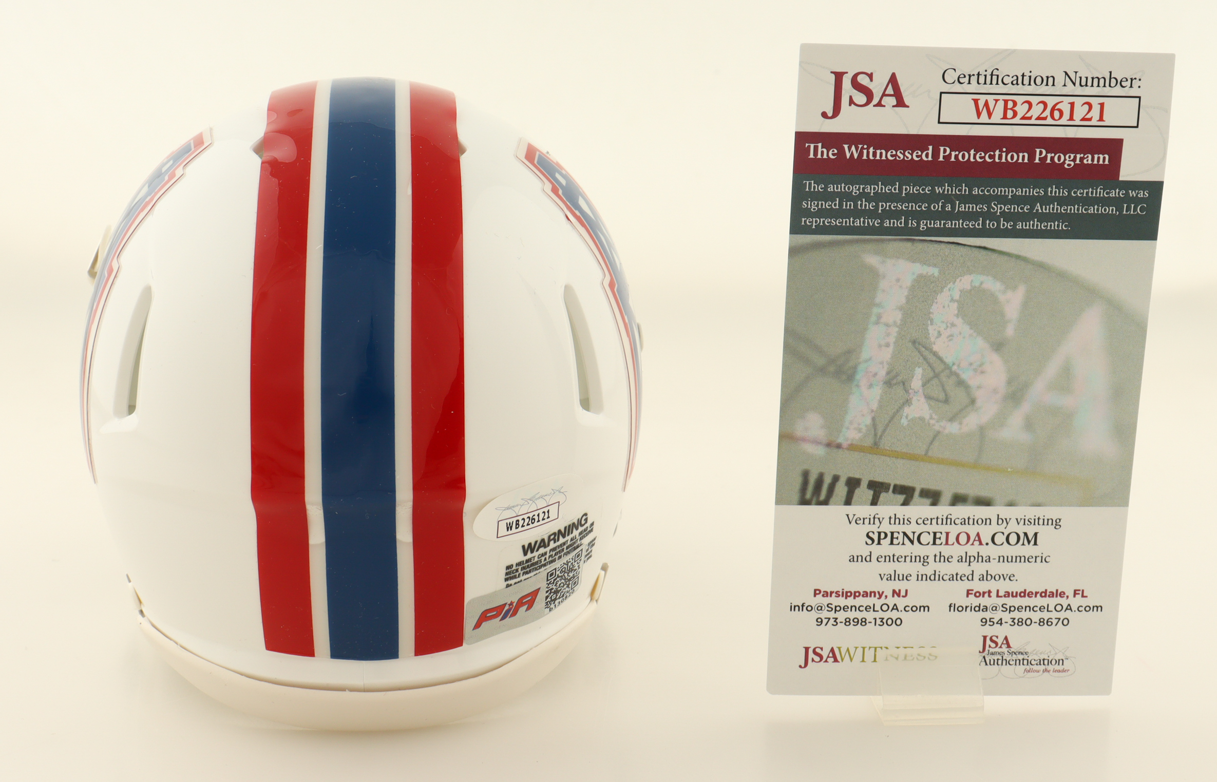 Warren Moon Signed Oilers Speed Mini Helmet Inscribed "HOF 06" (JSA & PIA) at PristineAuction.com Warren Moon Signed Oilers Speed Mini Helmet Inscribed "HOF 06" (JSA & PIA) at PristineAuction.com