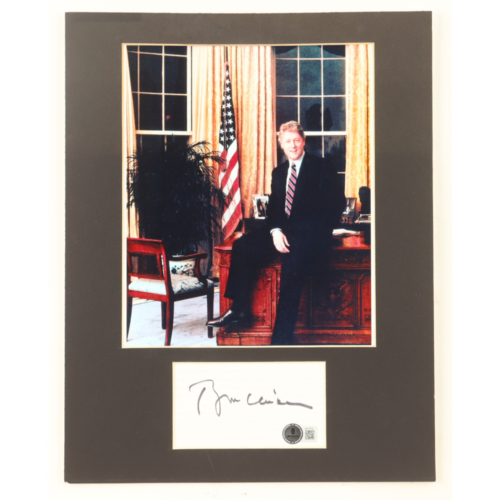 Bill Clinton Signed Custom Matted Cut Display (Beckett) at PristineAuction.com