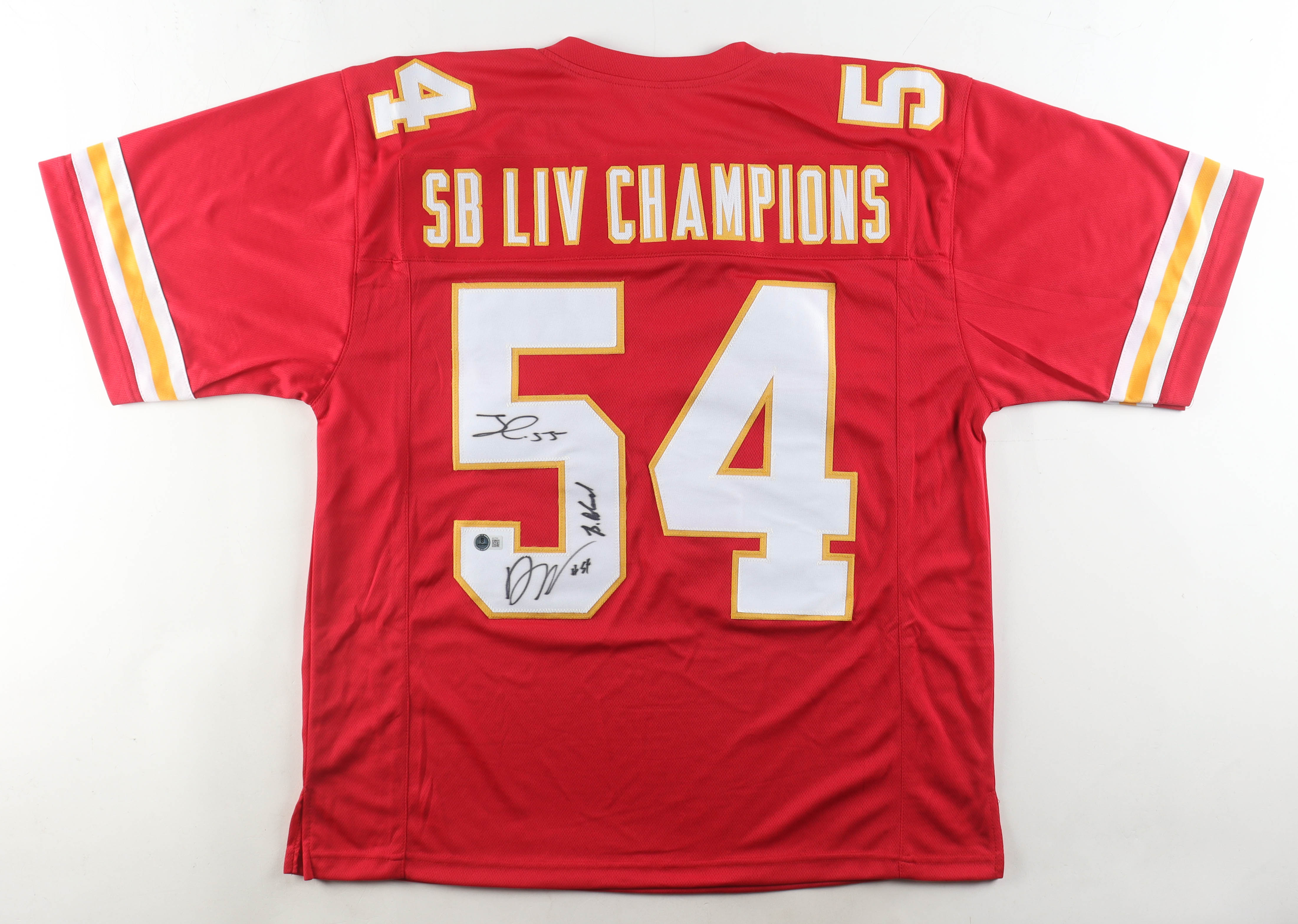 Jamaal Charles, Damien Wilson & Bashaud Breeland Signed "SB LIV Champions" Jersey (Beckett) at PristineAuction.com Jamaal Charles, Damien Wilson & Bashaud Breeland Signed "SB LIV Champions" Jersey (Beckett) at PristineAuction.com