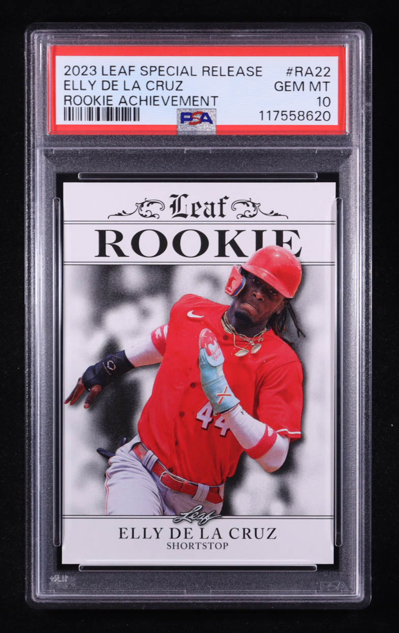 Elly De La Cruz 2023 Leaf Special Release Rookie Achievement #RA22 RC (PSA 10) at PristineAuction.com Elly De La Cruz 2023 Leaf Special Release Rookie Achievement #RA22 RC (PSA 10) at PristineAuction.com