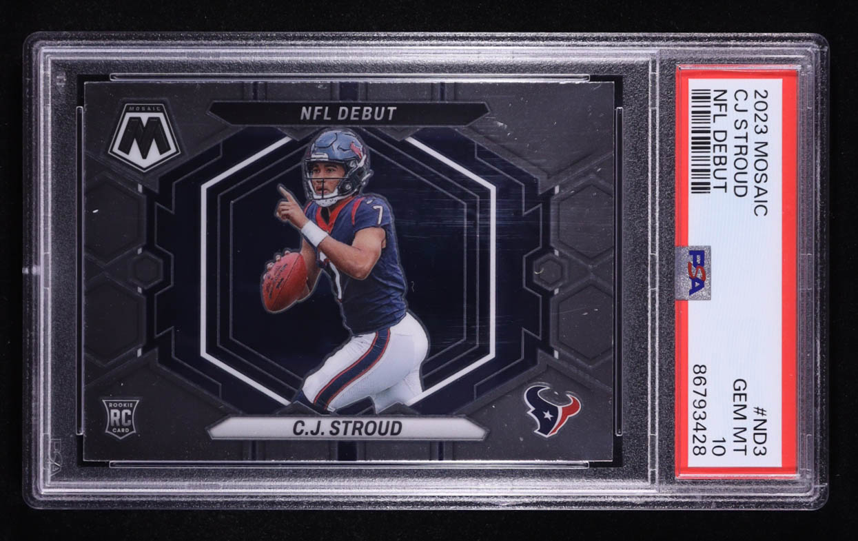 CJ Stroud 2023 Panini Mosaic NFL Debut #3 RC (PSA 10) at PristineAuction.com CJ Stroud 2023 Panini Mosaic NFL Debut #3 RC (PSA 10) at PristineAuction.com