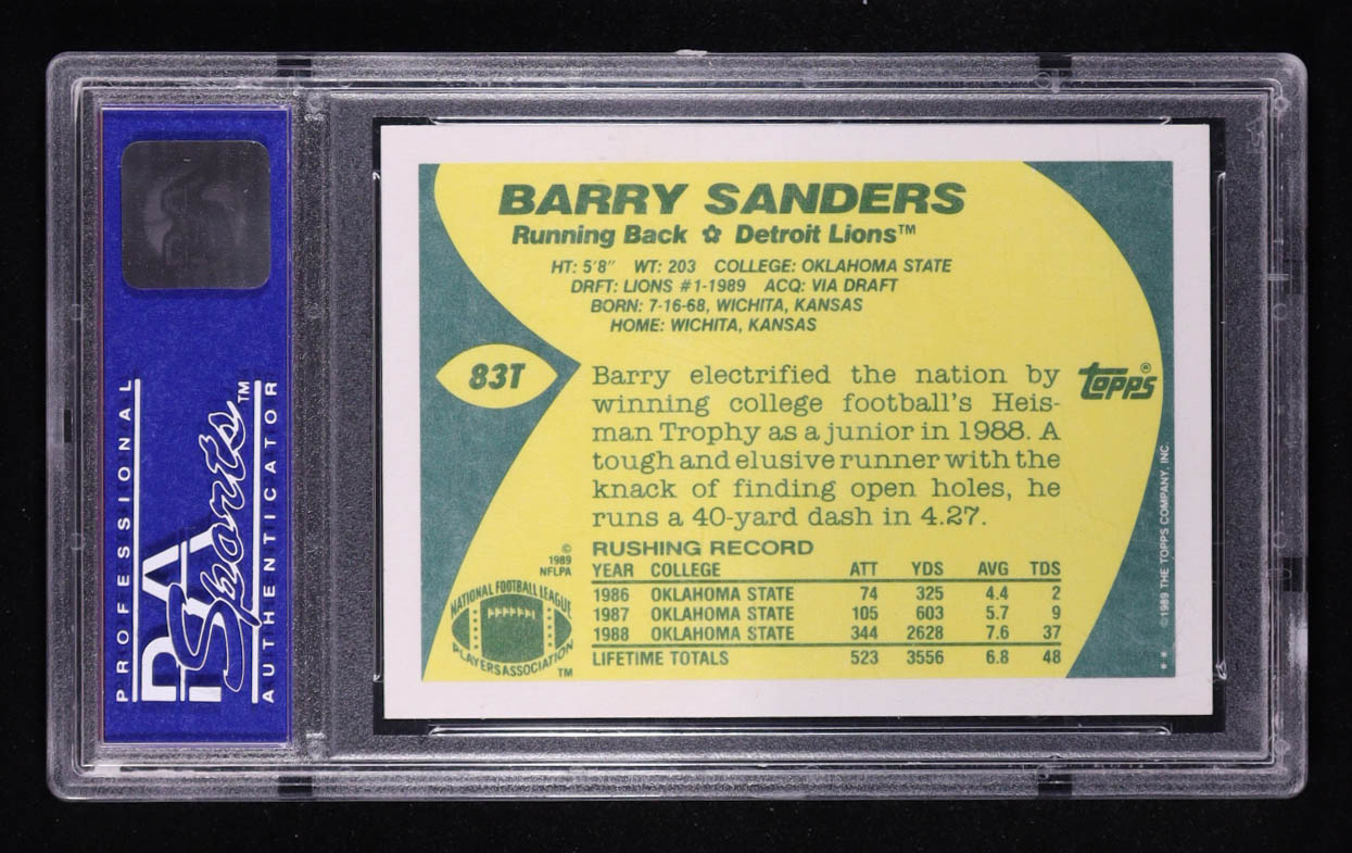 Barry Sanders 1989 Topps Traded #83T RC (PSA 9) at PristineAuction.com Barry Sanders 1989 Topps Traded #83T RC (PSA 9) at PristineAuction.com