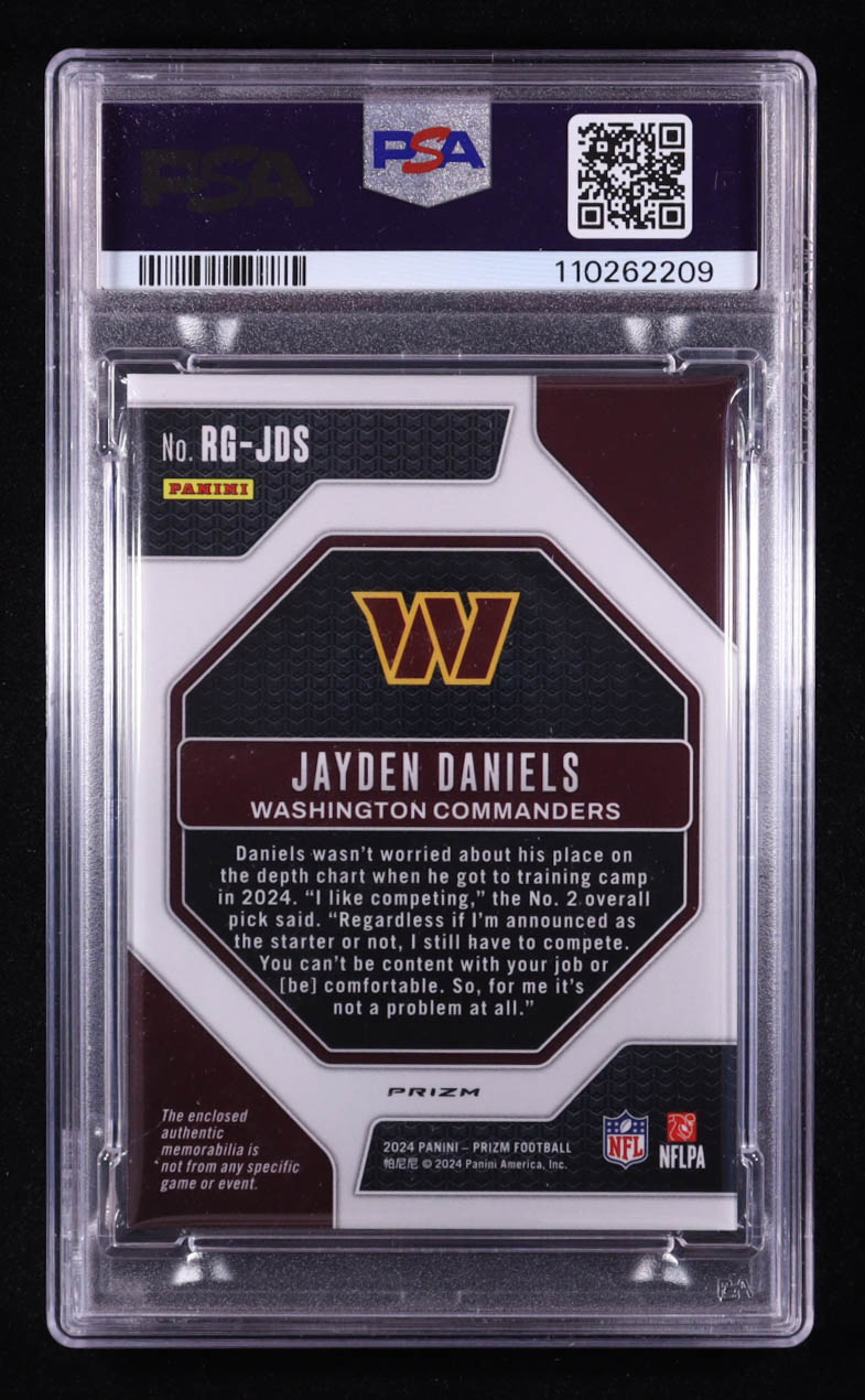 Jayden Daniels 2024 Panini Prizm Rookie Gear #2 RC (PSA 8) at PristineAuction.com Jayden Daniels 2024 Panini Prizm Rookie Gear #2 RC (PSA 8) at PristineAuction.com