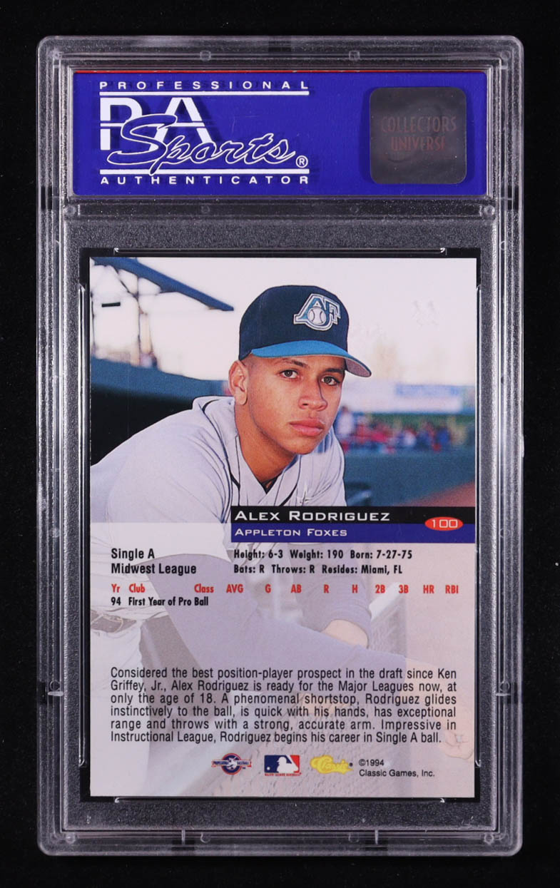 Alex Rodriguez 1994 Classic #100 RC (PSA 10) at PristineAuction.com Alex Rodriguez 1994 Classic #100 RC (PSA 10) at PristineAuction.com