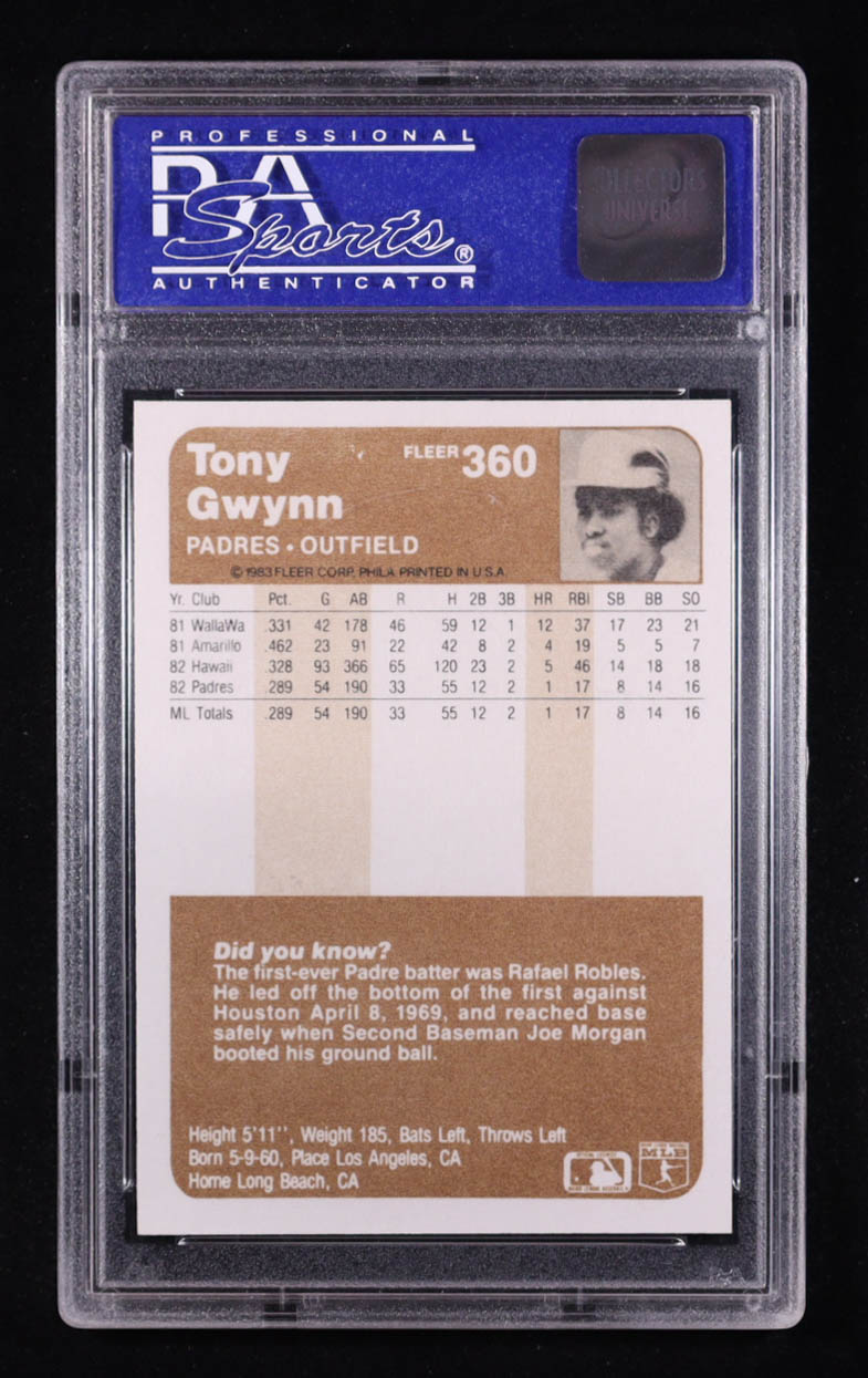 Tony Gwynn 1983 Fleer #360 RC (PSA 8) at PristineAuction.com Tony Gwynn 1983 Fleer #360 RC (PSA 8) at PristineAuction.com