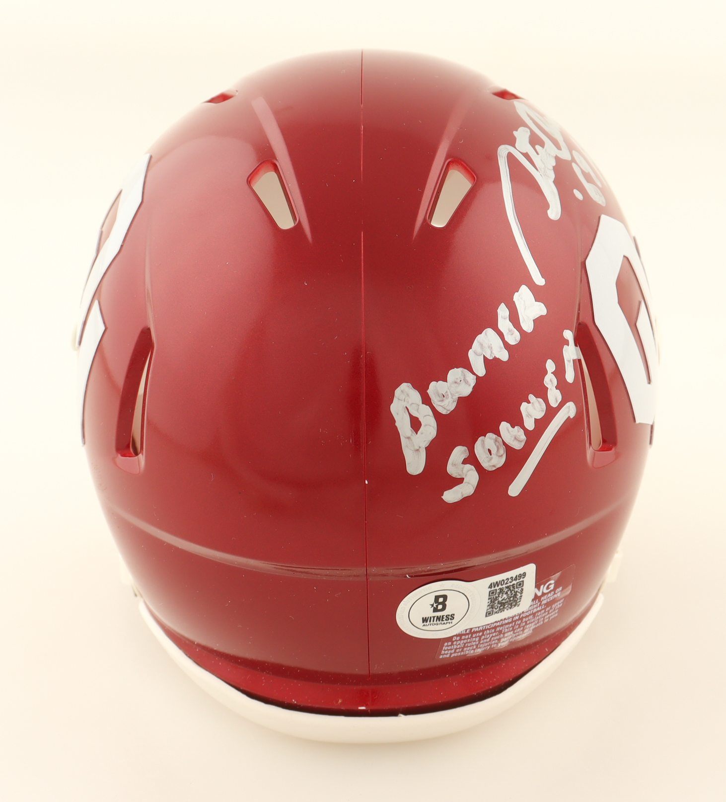 Steve Owens Signed Oklahoma Sooners Speed Mini Helmet Inscribed "Boomer Sooner '69 Heisman" (Beckett) at PristineAuction.com Steve Owens Signed Oklahoma Sooners Speed Mini Helmet Inscribed "Boomer Sooner '69 Heisman" (Beckett) at PristineAuction.com