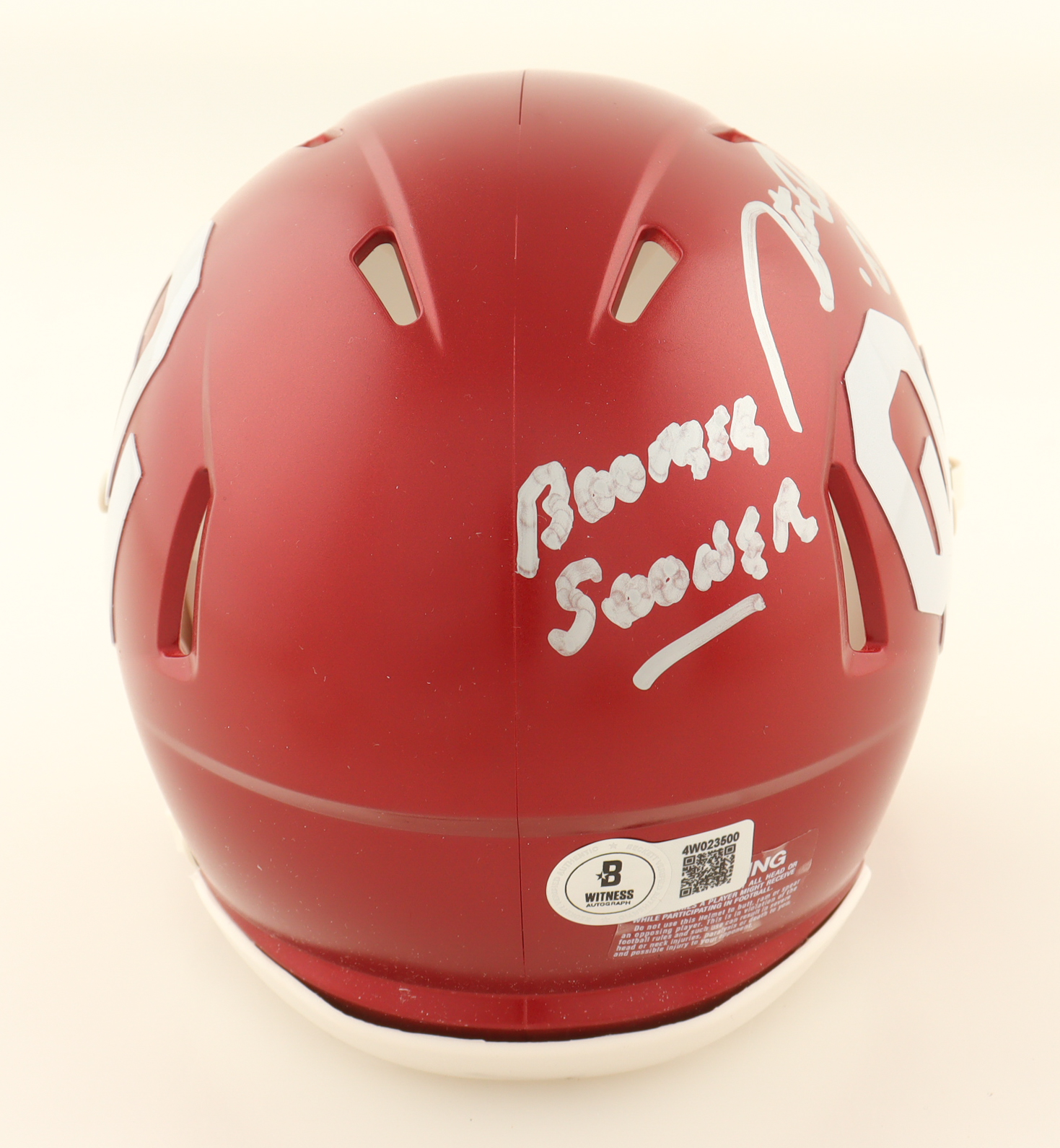 Steve Owens Signed Oklahoma Sooners Speed Mini Helmet Inscribed "Boomer Sooner '69 Heisman" (Beckett) at PristineAuction.com Steve Owens Signed Oklahoma Sooners Speed Mini Helmet Inscribed "Boomer Sooner '69 Heisman" (Beckett) at PristineAuction.com