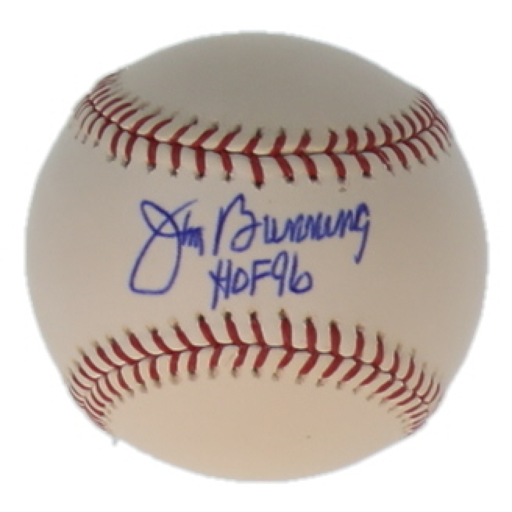 Jim Bunning Signed OML Baseball Inscribed "HOF 96" (Steiner) at PristineAuction.com