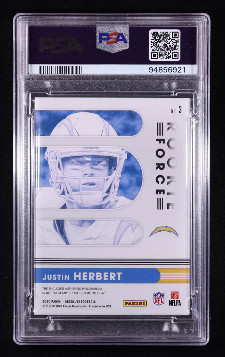 Justin Herbert 2020 Absolute Rookie Force Jerseys #3 RC (PSA 9) at PristineAuction.com Justin Herbert 2020 Absolute Rookie Force Jerseys #3 RC (PSA 9) at PristineAuction.com