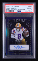 Malik Nabers 2024 Leaf Trinity Steel Autograph Silver RC #4/10 (PSA 8) at PristineAuction.com