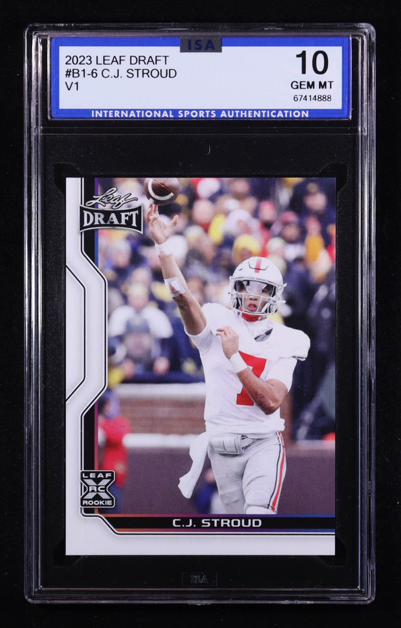 C. J. Stroud 2023 Leaf Draft V1 #B1-6 RC (ISA 10) at PristineAuction.com C. J. Stroud 2023 Leaf Draft V1 #B1-6 RC (ISA 10) at PristineAuction.com