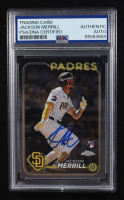 Jackson Merrill Signed 2024 Topps Chrome #207 RC (PSA) at PristineAuction.com