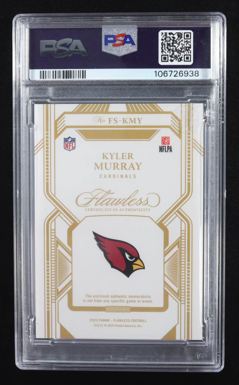 Kyler Murray 2023 Panini Flawless Laundry Tags #FSKMY #2/3 (PSA 8) at PristineAuction.com Kyler Murray 2023 Panini Flawless Laundry Tags #FSKMY #2/3 (PSA 8) at PristineAuction.com