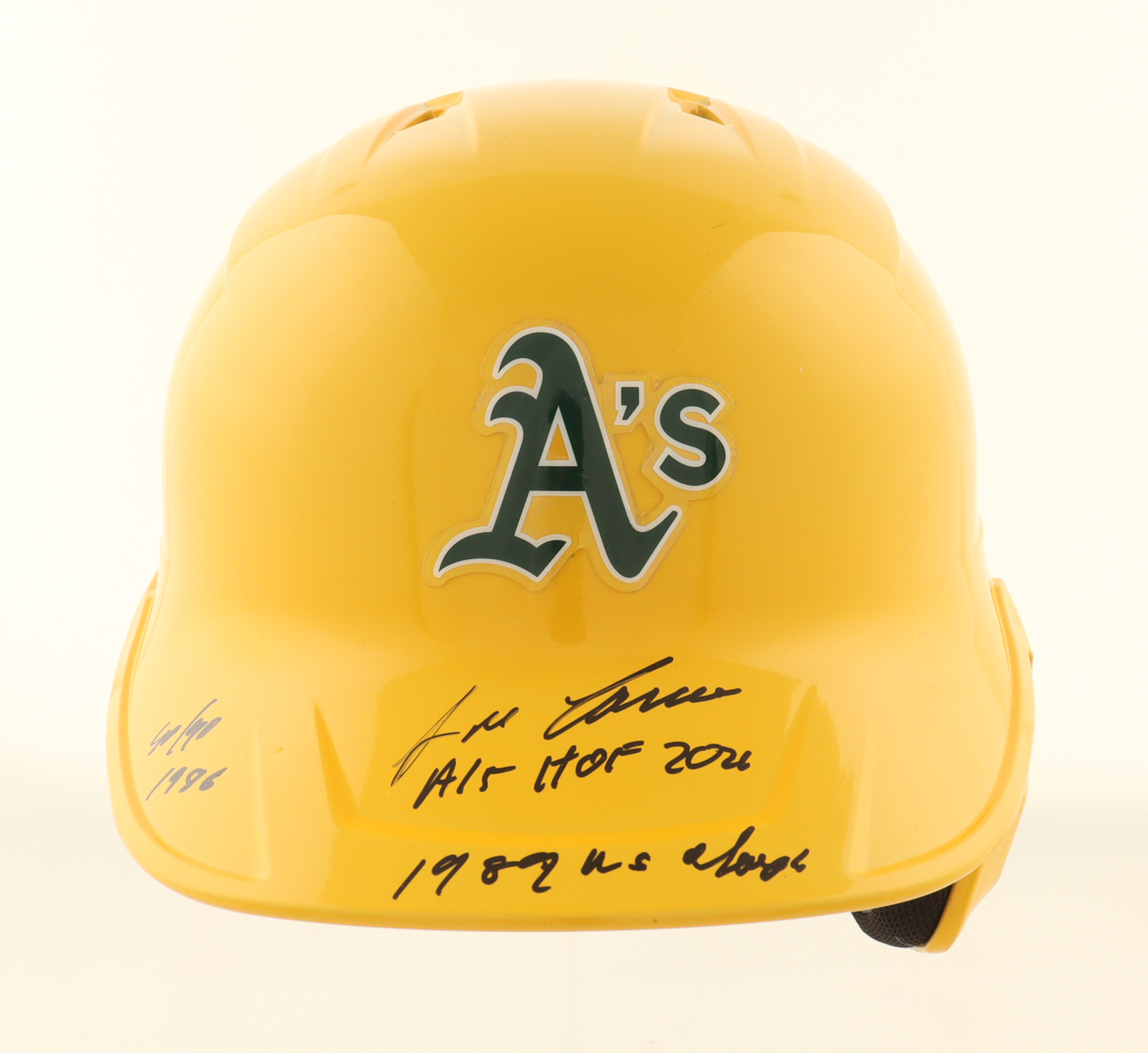 Jose Canseco Signed Athletics Full-Size Batting Helmet Inscribed "A's HOF, 1989 WS Champ, 40/40 88" (Beckett) at PristineAuction.com Jose Canseco Signed Athletics Full-Size Batting Helmet Inscribed "A's HOF, 1989 WS Champ, 40/40 88" (Beckett) at PristineAuction.com