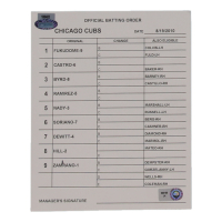 2010 Cubs Official Game-Used Batting Order Lineup Card (MLB & Steiner) at PristineAuction.com