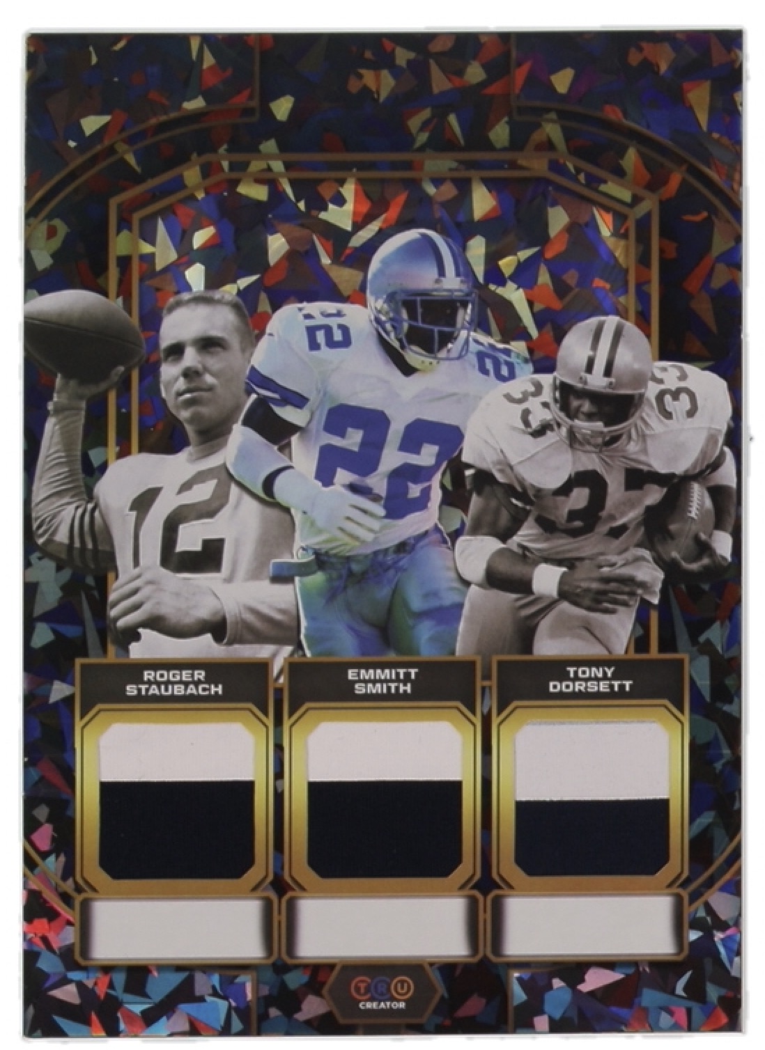 Roger Staubach | Emmitt Smith | Tony Dorsett 2024 TruCreator Collection Jumbo Card #TJCRSESTD at PristineAuction.com Roger Staubach | Emmitt Smith | Tony Dorsett 2024 TruCreator Collection Jumbo Card #TJCRSESTD at PristineAuction.com