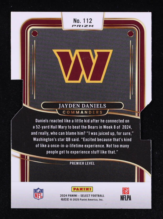 Jayden Daniels 2024 Select Prizm Silver Die Cut #112 RC at PristineAuction.com Jayden Daniels 2024 Select Prizm Silver Die Cut #112 RC at PristineAuction.com