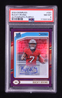 Bucky Irving 2024 Donruss Rated Rookies Autographs Purple #301 RC #119/150 (PSA 8) at PristineAuction.com