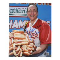 Joey Chestnut Signed 8x10 Photo Inscribed "Jaws" (Beckett) at PristineAuction.com