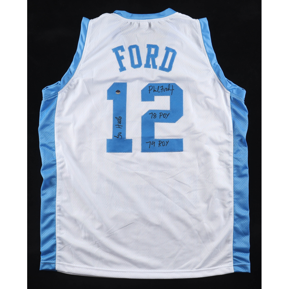 Phil Ford Signed Jersey Inscribed "Go Heels", "78 POY", "79 ROY" (AWM) at PristineAuction.com