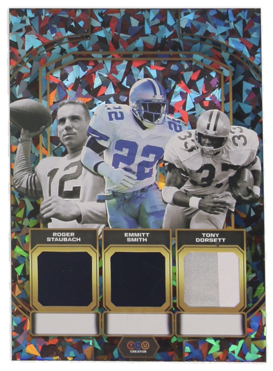 Roger Staubach | Emmitt Smith | Tony Dorsett 2024 TruCreator Collection Jumbo Card #TJCRSESTD at PristineAuction.com Roger Staubach | Emmitt Smith | Tony Dorsett 2024 TruCreator Collection Jumbo Card #TJCRSESTD at PristineAuction.com