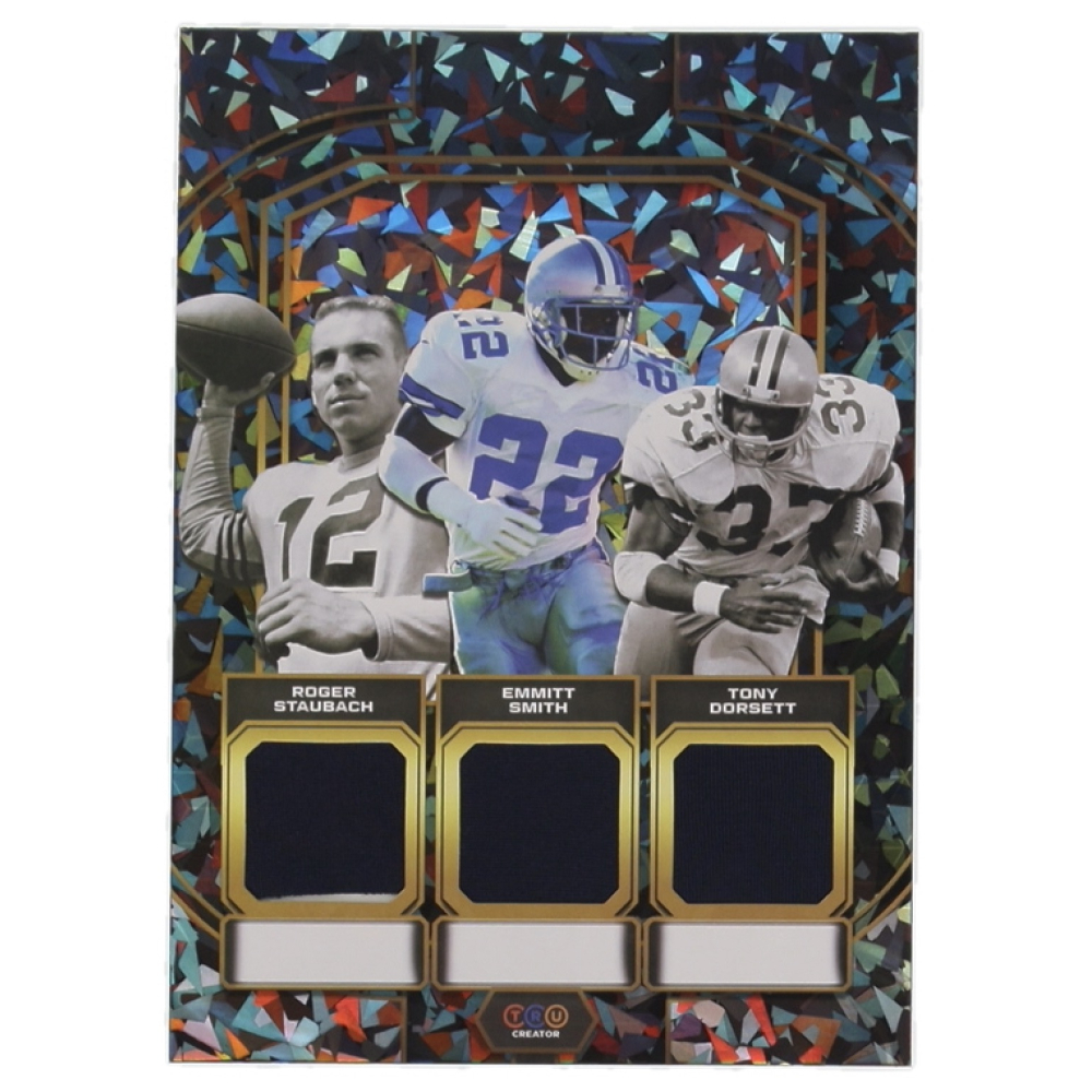 Roger Staubach | Emmitt Smith | Tony Dorsett 2024 TruCreator Collection Jumbo Card #TJCRSESTD at PristineAuction.com