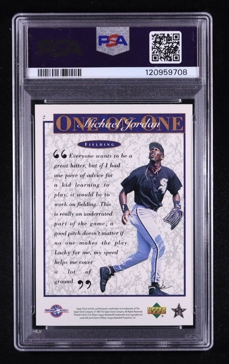 Michael Jordan 1995 Upper Deck Minors Jordan One-On-One #2 RC (PSA 9) at PristineAuction.com Michael Jordan 1995 Upper Deck Minors Jordan One-On-One #2 RC (PSA 9) at PristineAuction.com