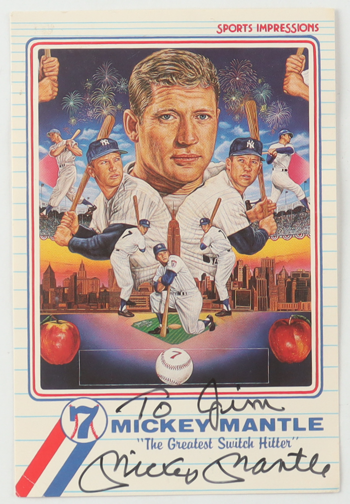Mickey Mantle Signed 4x6 Postcard (Beckett) at PristineAuction.com Mickey Mantle Signed 4x6 Postcard (Beckett) at PristineAuction.com