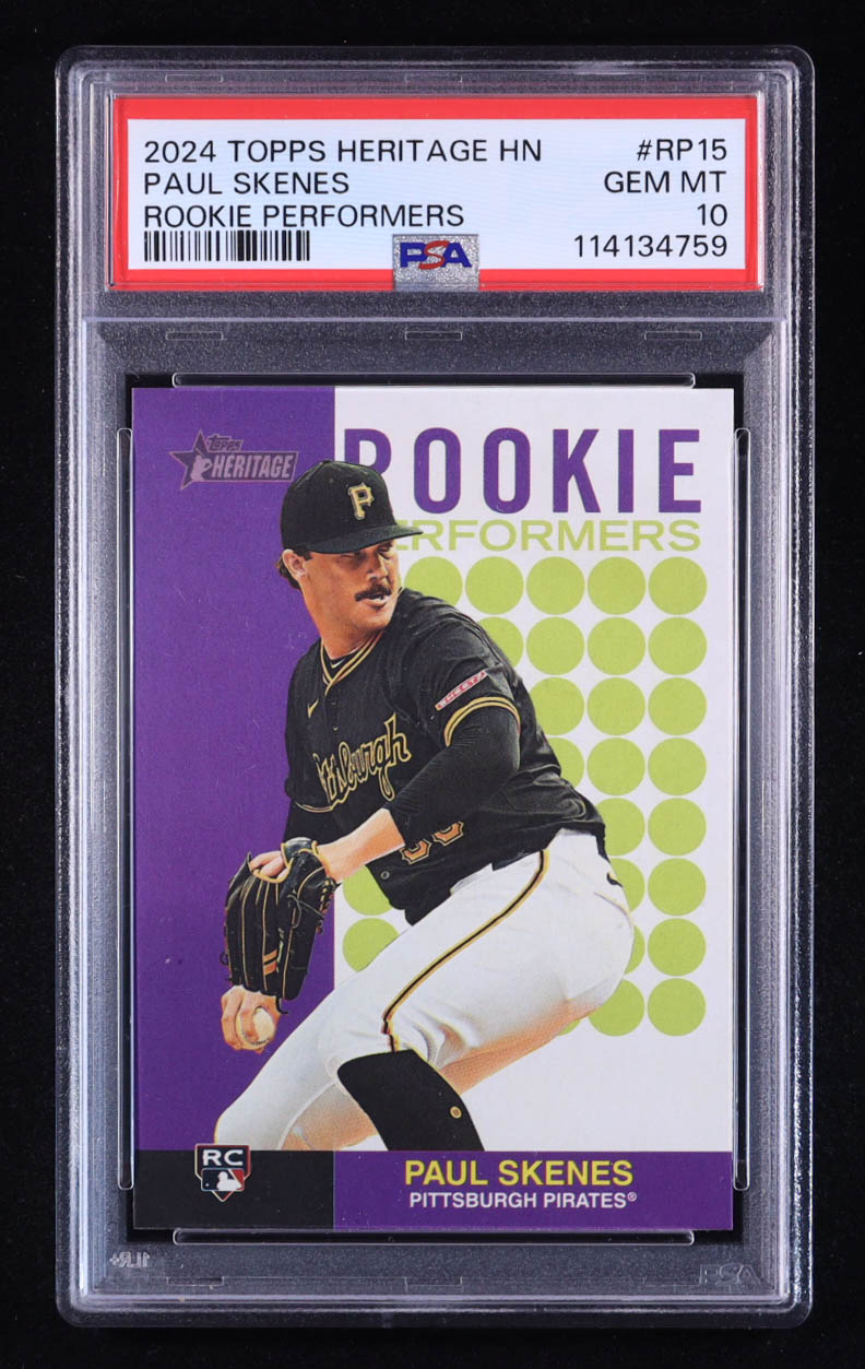 Paul Skenes 2024 Topps Heritage Rookie Performers #RP15 RC (PSA 10) at PristineAuction.com Paul Skenes 2024 Topps Heritage Rookie Performers #RP15 RC (PSA 10) at PristineAuction.com
